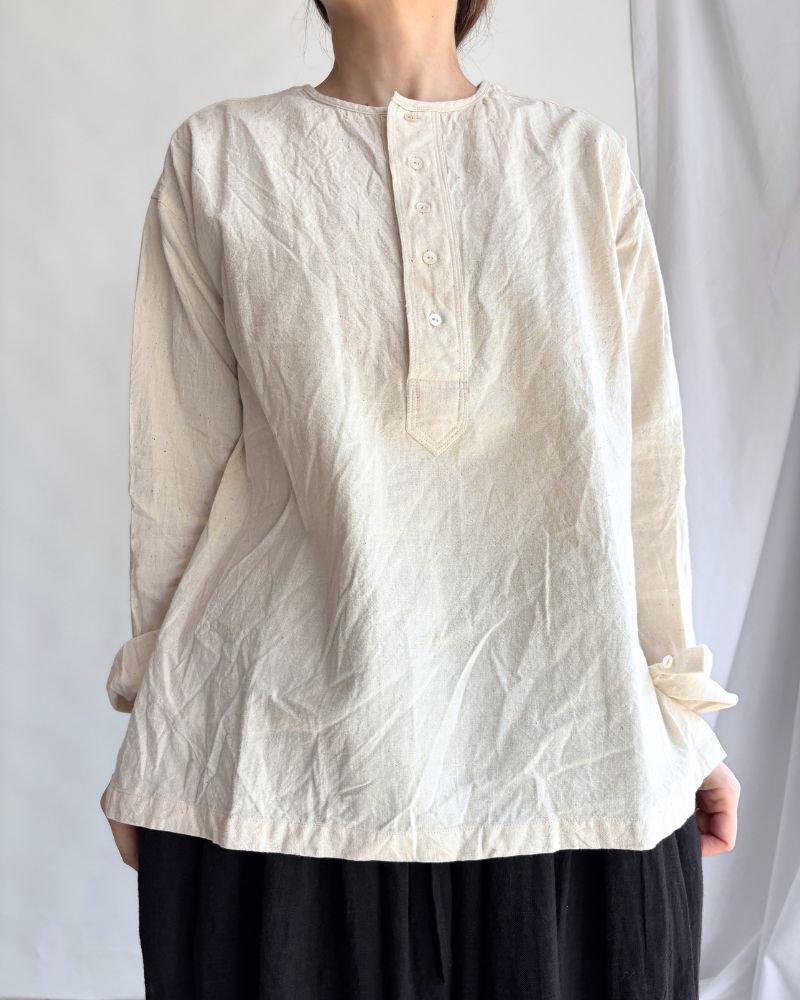 Khadi Cotton Henley Shirt in Natural