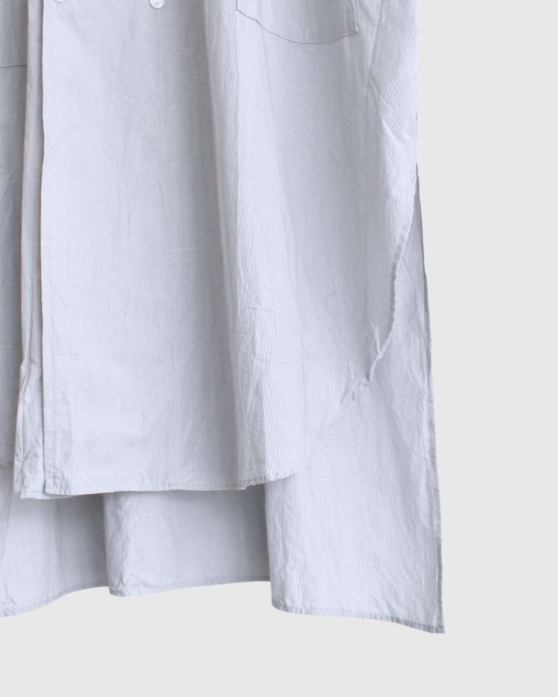 Hairline Stripe Chef Shirt Dress in Gray
