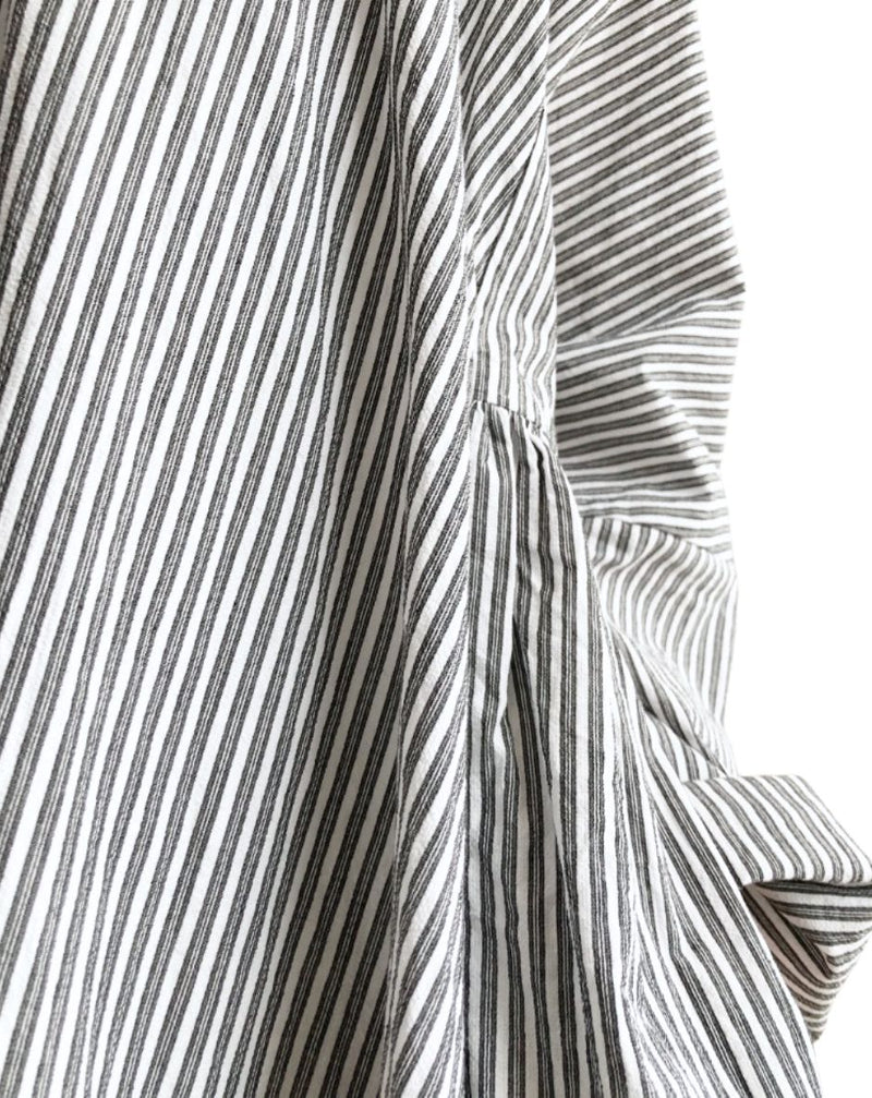 Gathered Dress in Stripe-B
