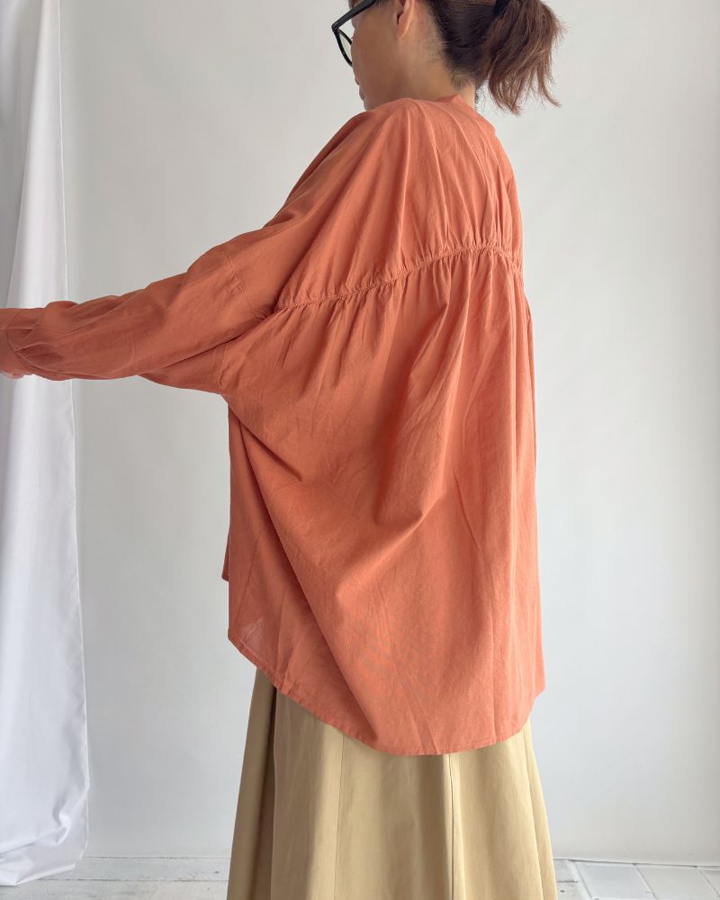 Wide back gathered blouse 'WIYAM' in Teracotta