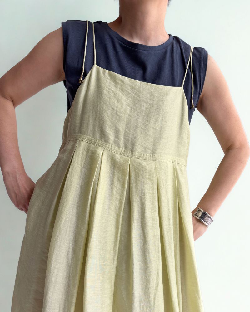 Tuck Volume Dress in Lime