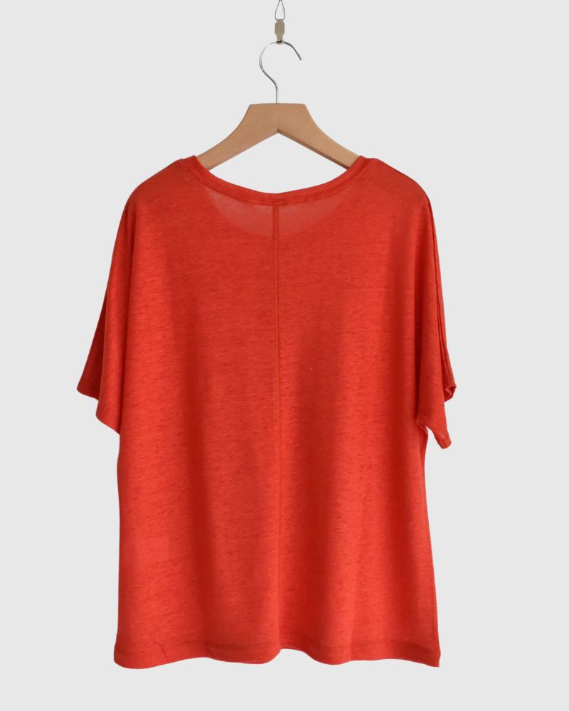 Linen T-shirt in Orange