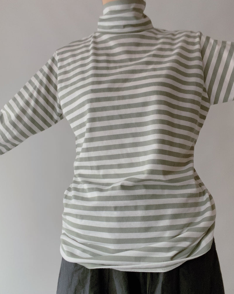 TC Striped High Neck Cut and Sew
