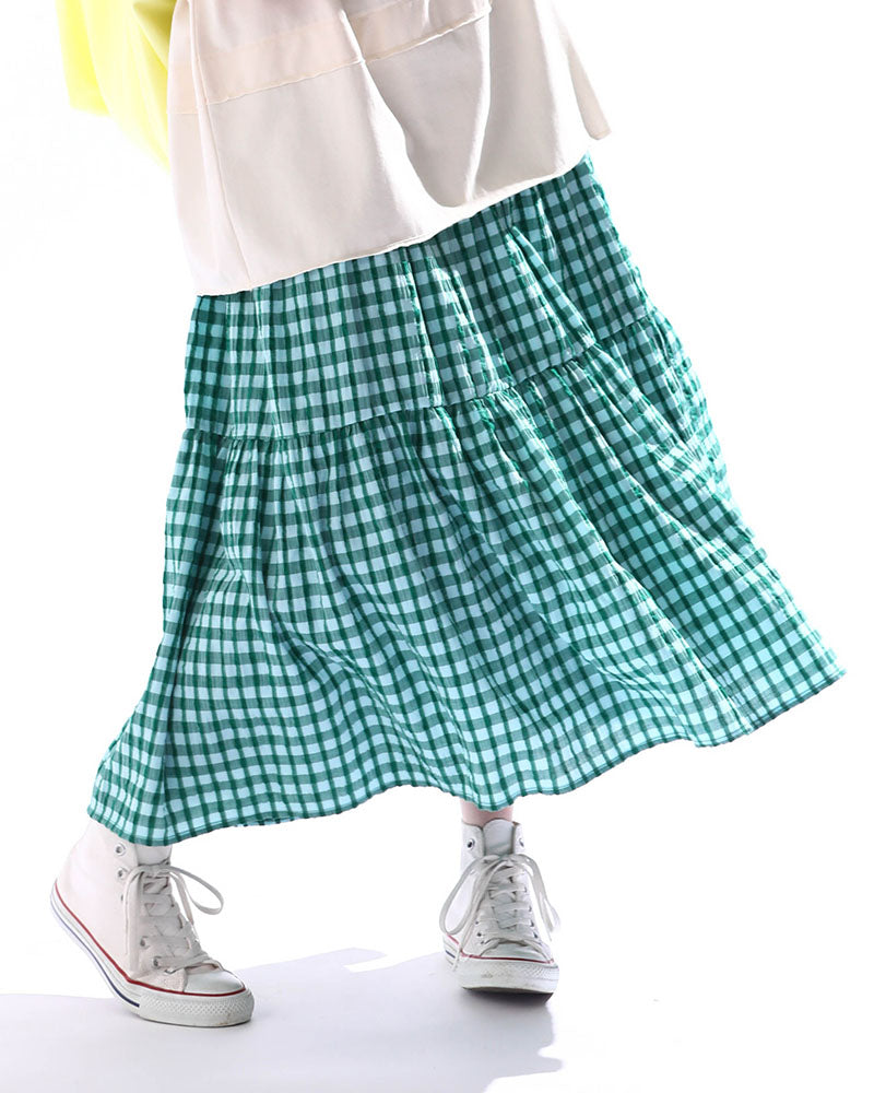 TIERED DESIGN SKIRT 'JEBI'  In Green TIERED DESIGN SKIRT 'JEBI'  In Green