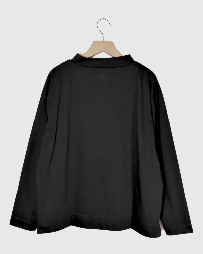 Heavy Plaid Patch Pullover In Black