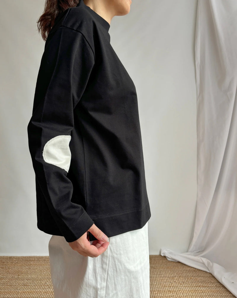 Heavy Plaid Patch Pullover In Black Heavy Plaid Patch Pullover In Black