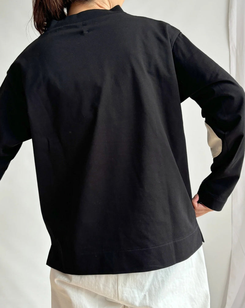 Heavy Plaid Patch Pullover In Black