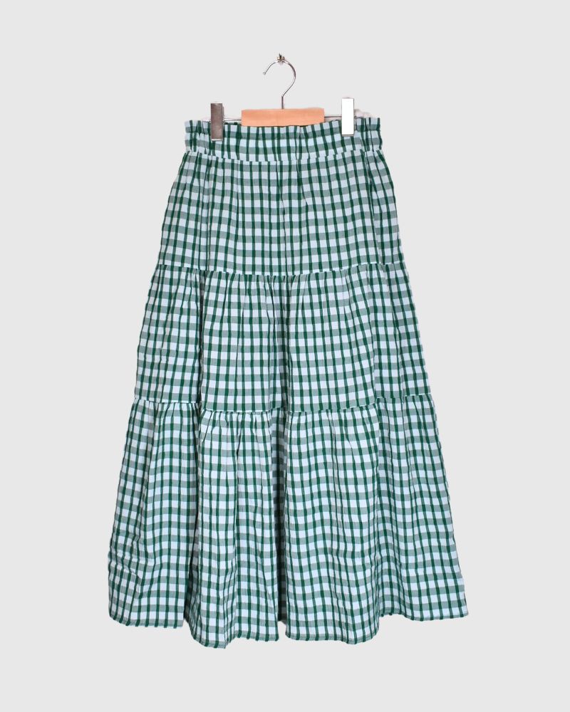 TIERED DESIGN SKIRT 'JEBI'  In Green