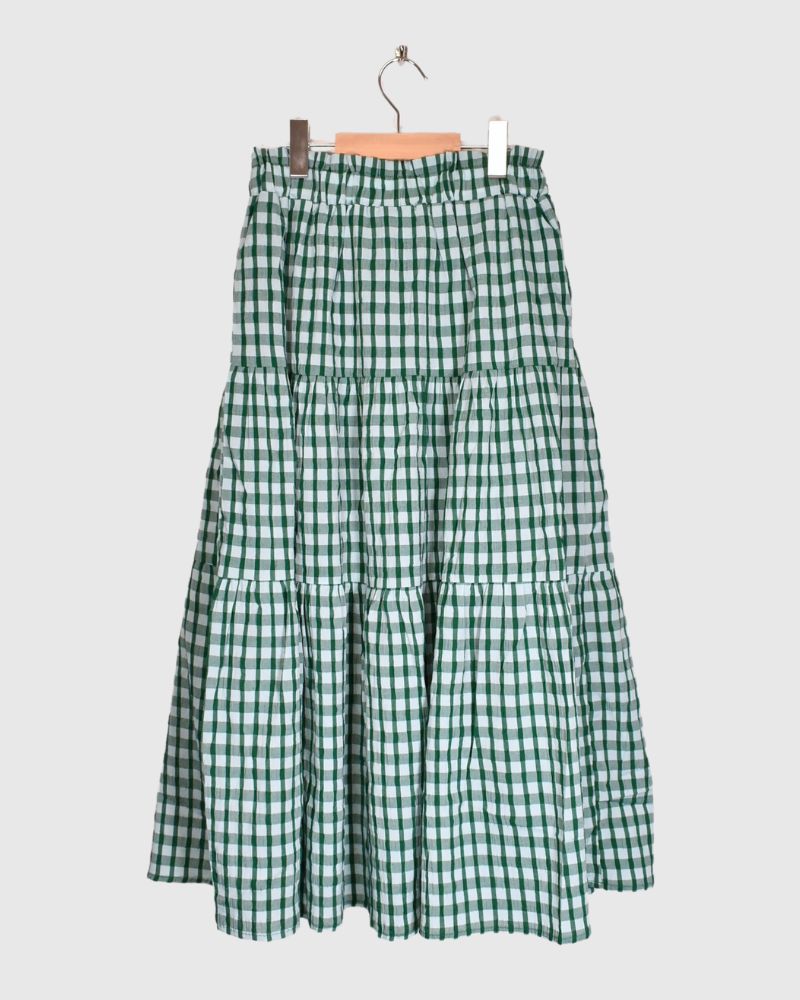 TIERED DESIGN SKIRT 'JEBI'  In Green