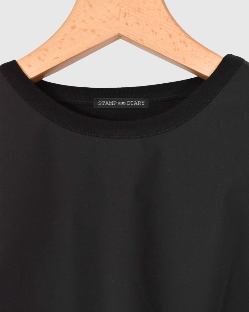 Embroidered Pocket Blouse Tee in Black