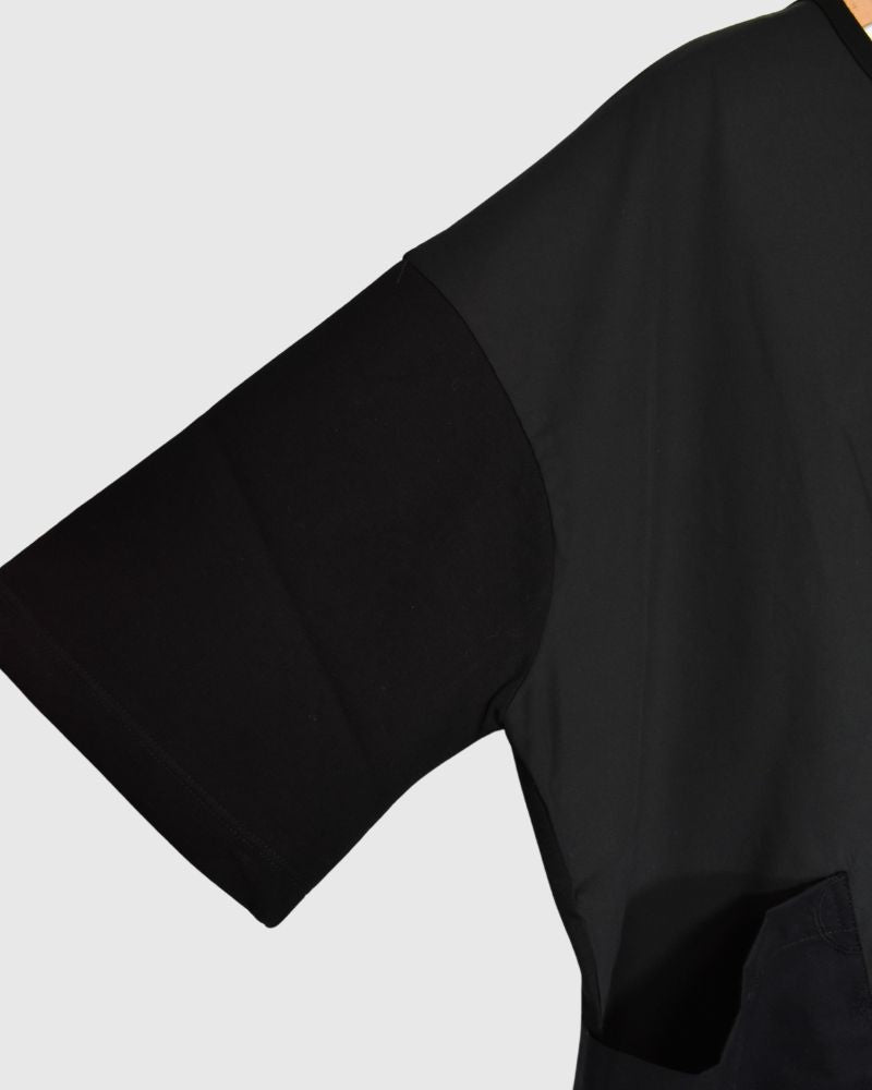 Embroidered Pocket Blouse Tee in Black