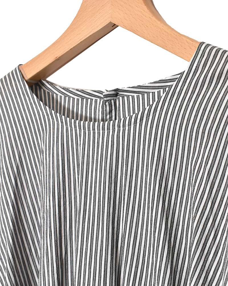 Gathered Dress in Stripe-B
