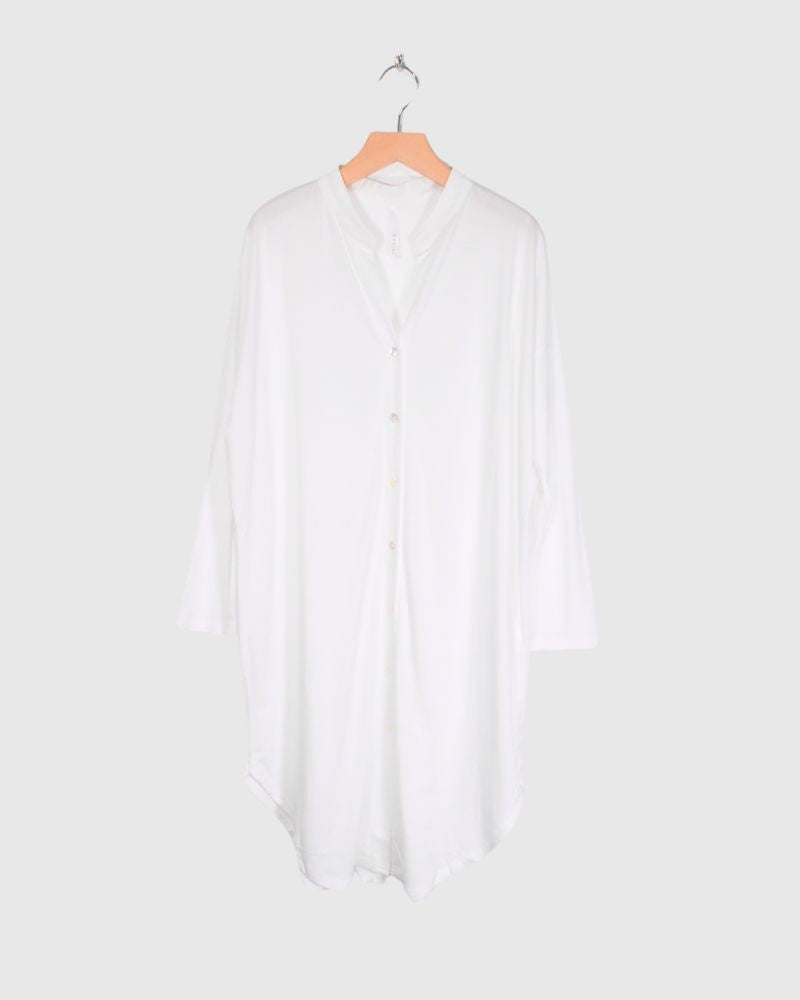 Stand Long Cardigan in White