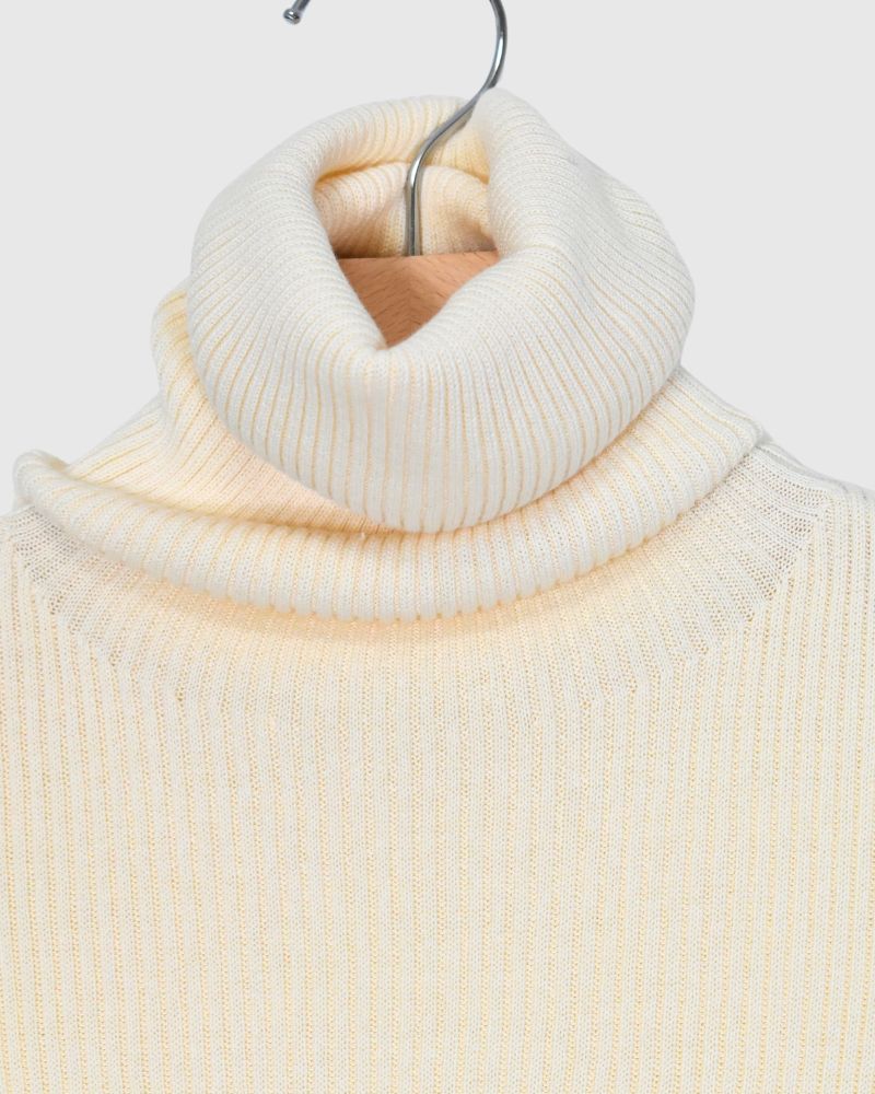 RIB JAPAN WHOLE GARMENT TURTLENECK PULLOVER in Natural