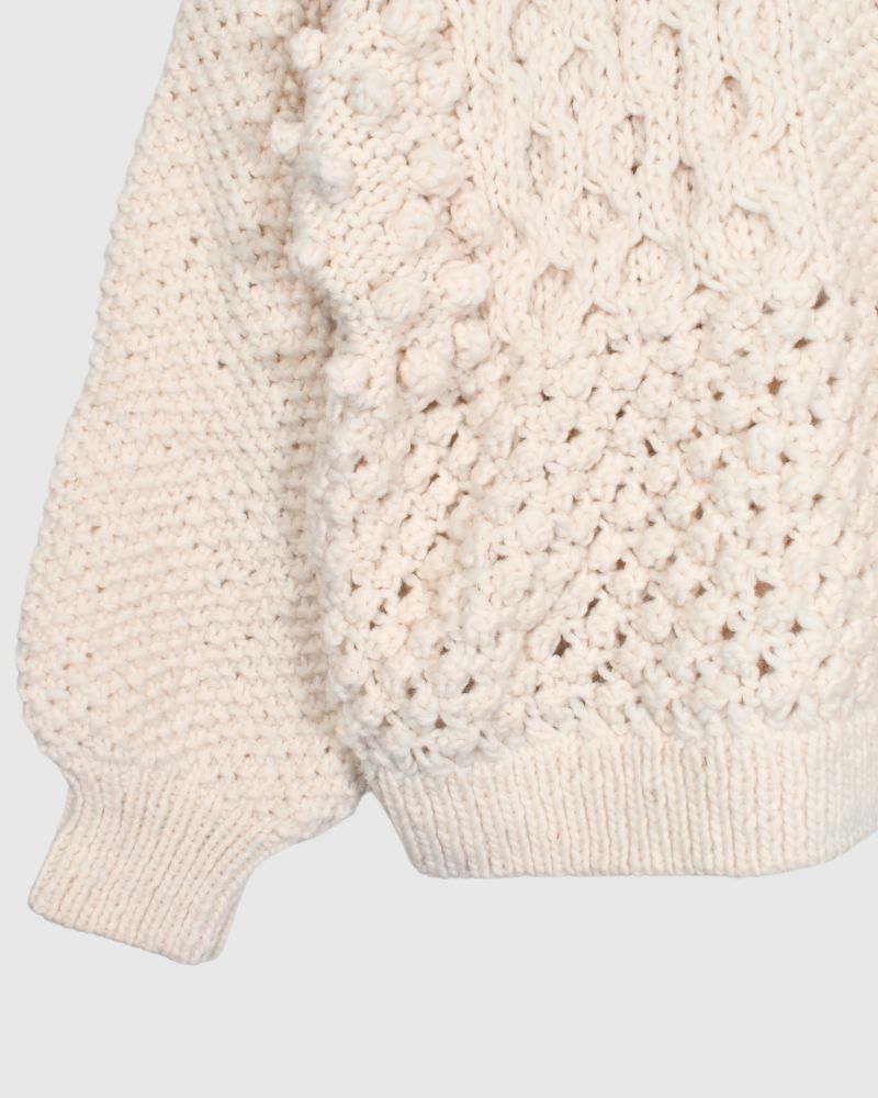 PERU Hand-Knit Pullover in White