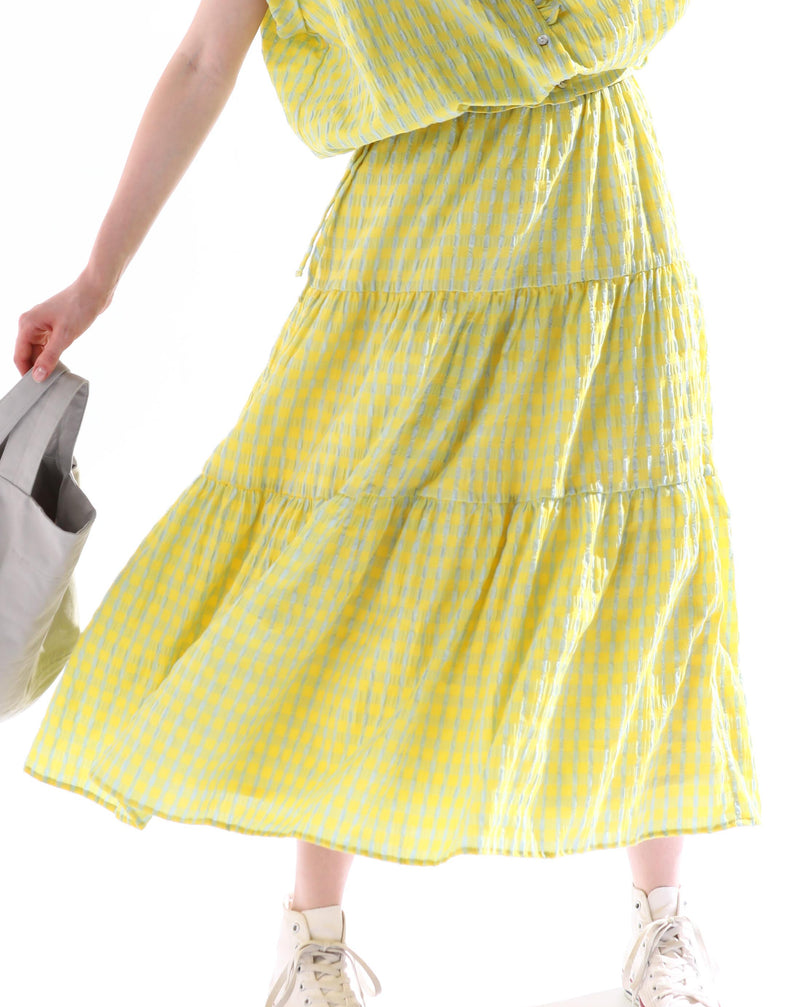 TIERED DESIGN SKIRT 'JEBI'  In Yellow TIERED DESIGN SKIRT 'JEBI'  In Yellow
