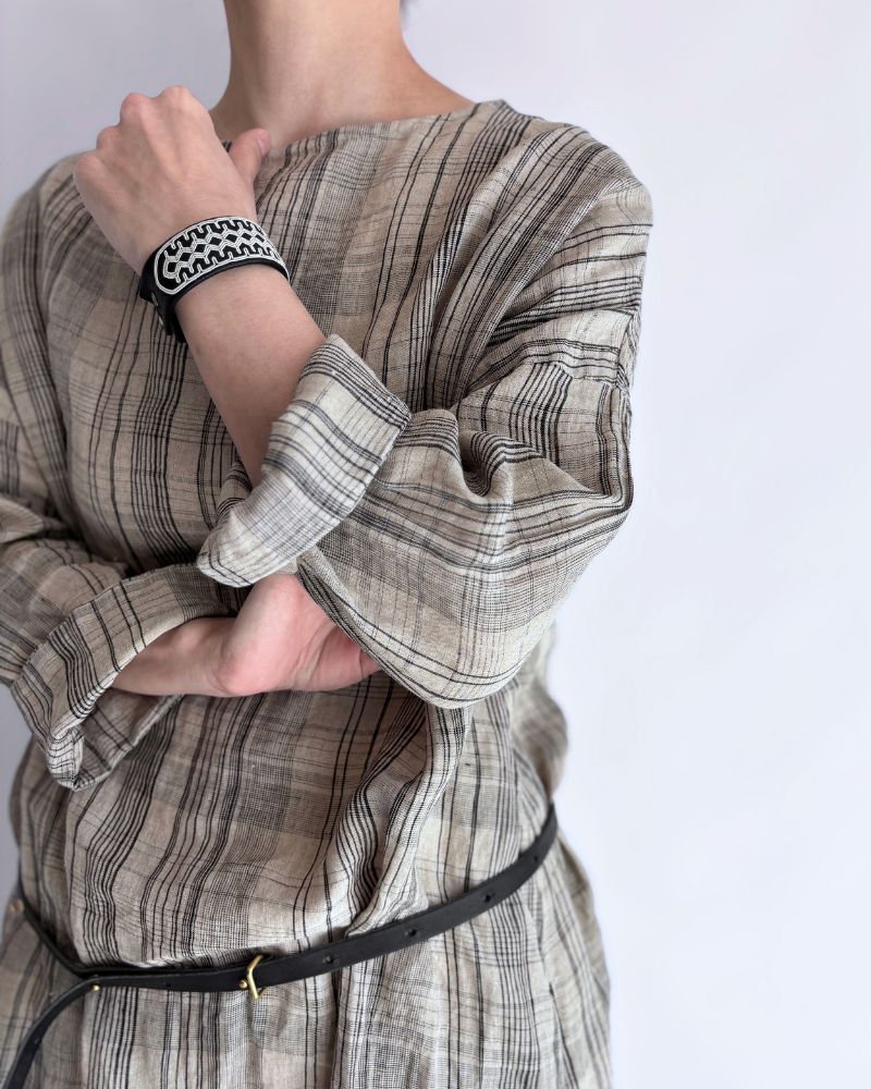 【ichi Antiquite's】Linen Check Dress in Natural