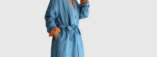 【ichi Antiquite's】Indigo Linen Cache-Coeur Dress