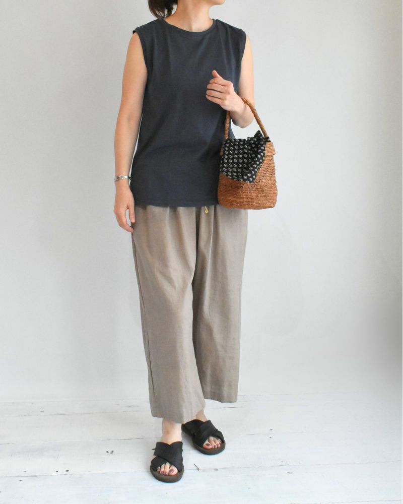 Cotton linen easy pants in FlaxBeige