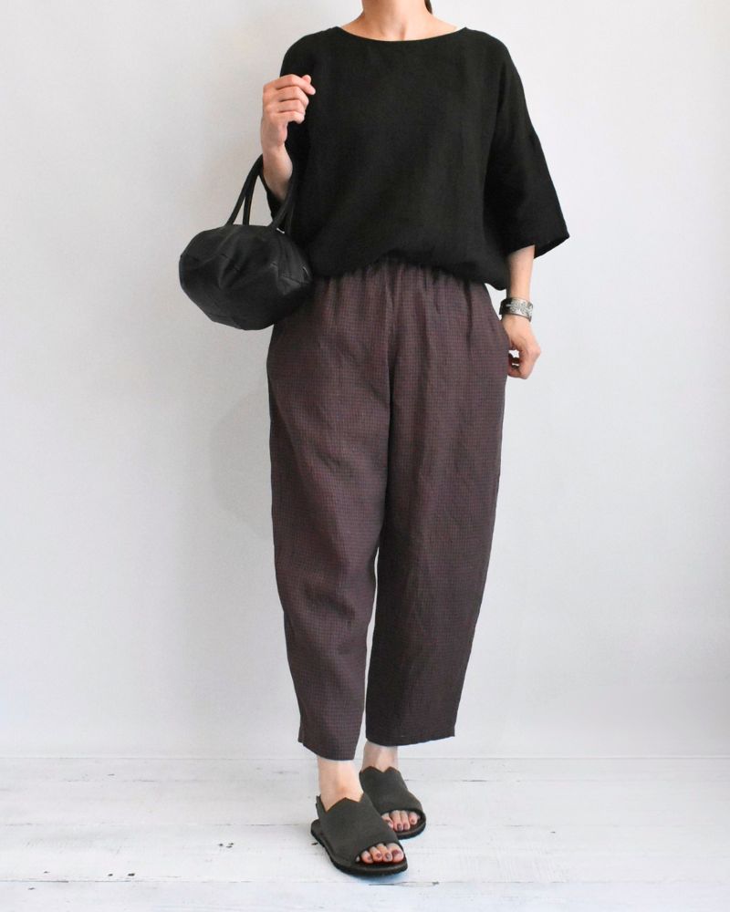 Easy Cocoon Pants (LINEN)  in Purple/Brown