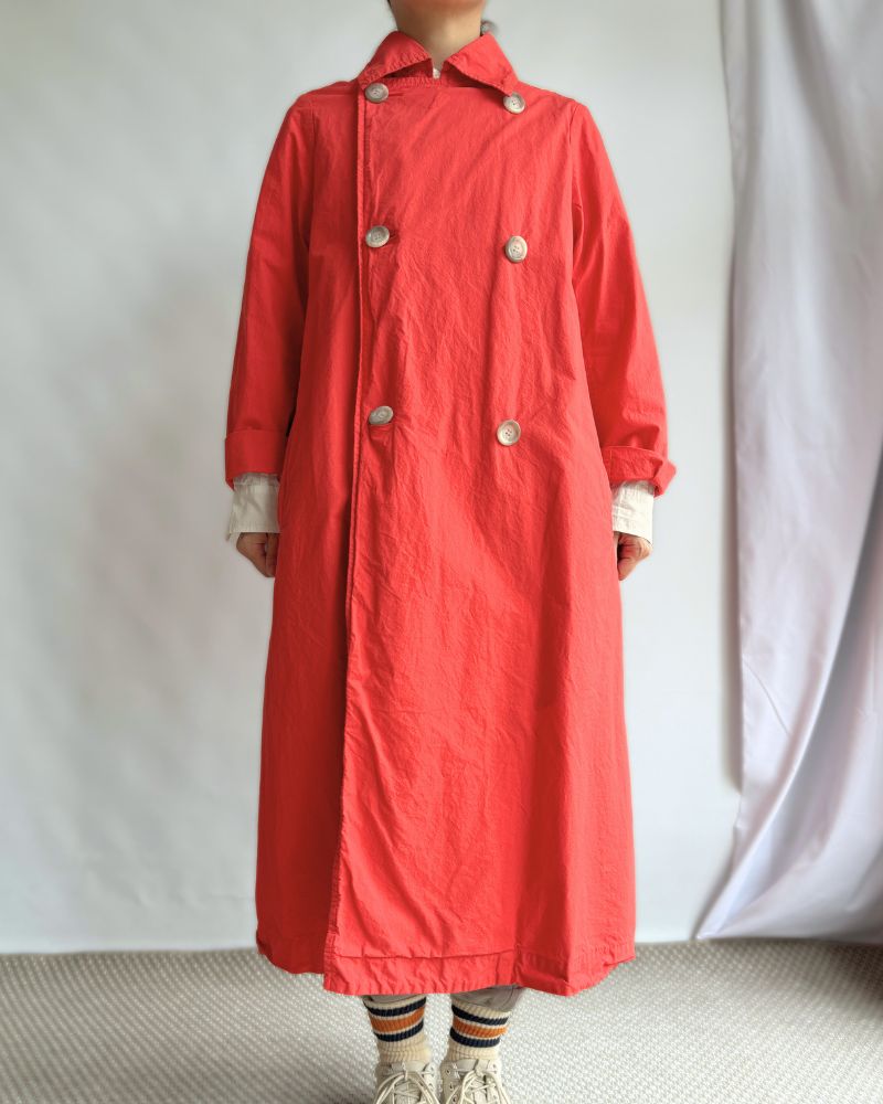 Double Button Coat in OrangeRed