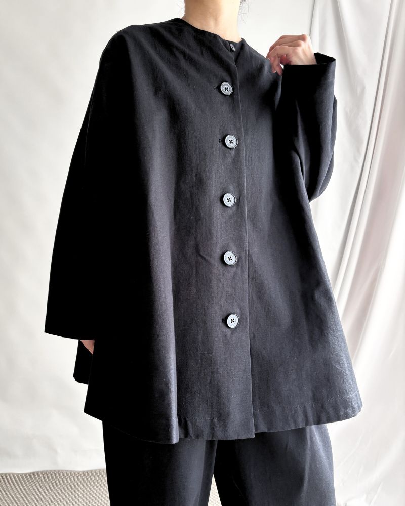 Cotton Washi Square Jacket in Black