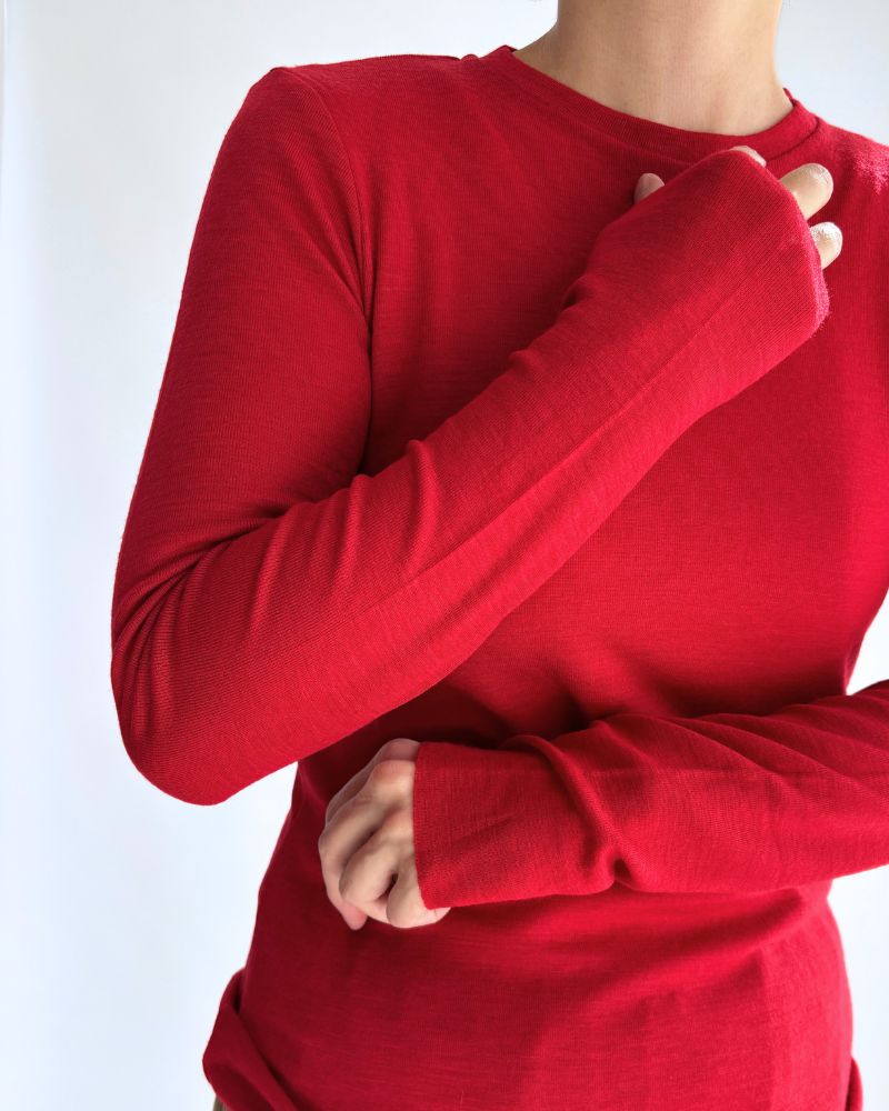 Crew neck slim fit (wool) in Red