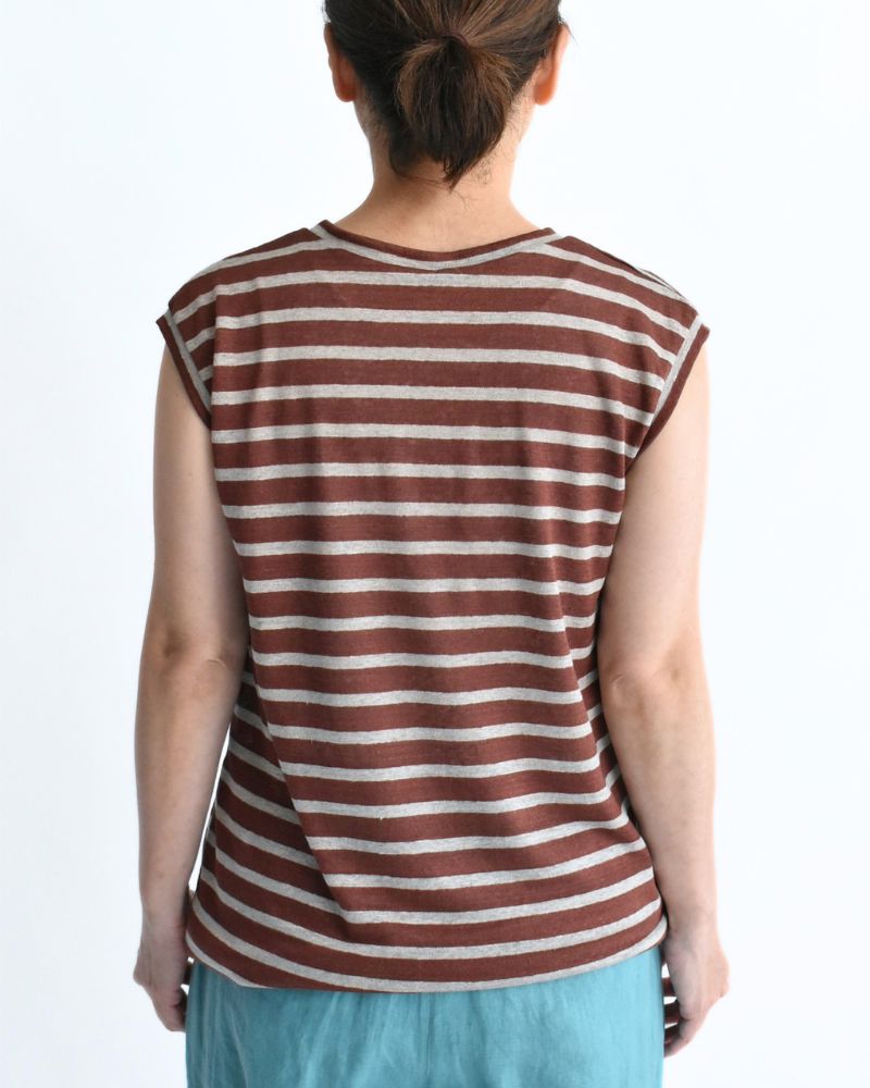 Border Tank Top in Brown/Natural