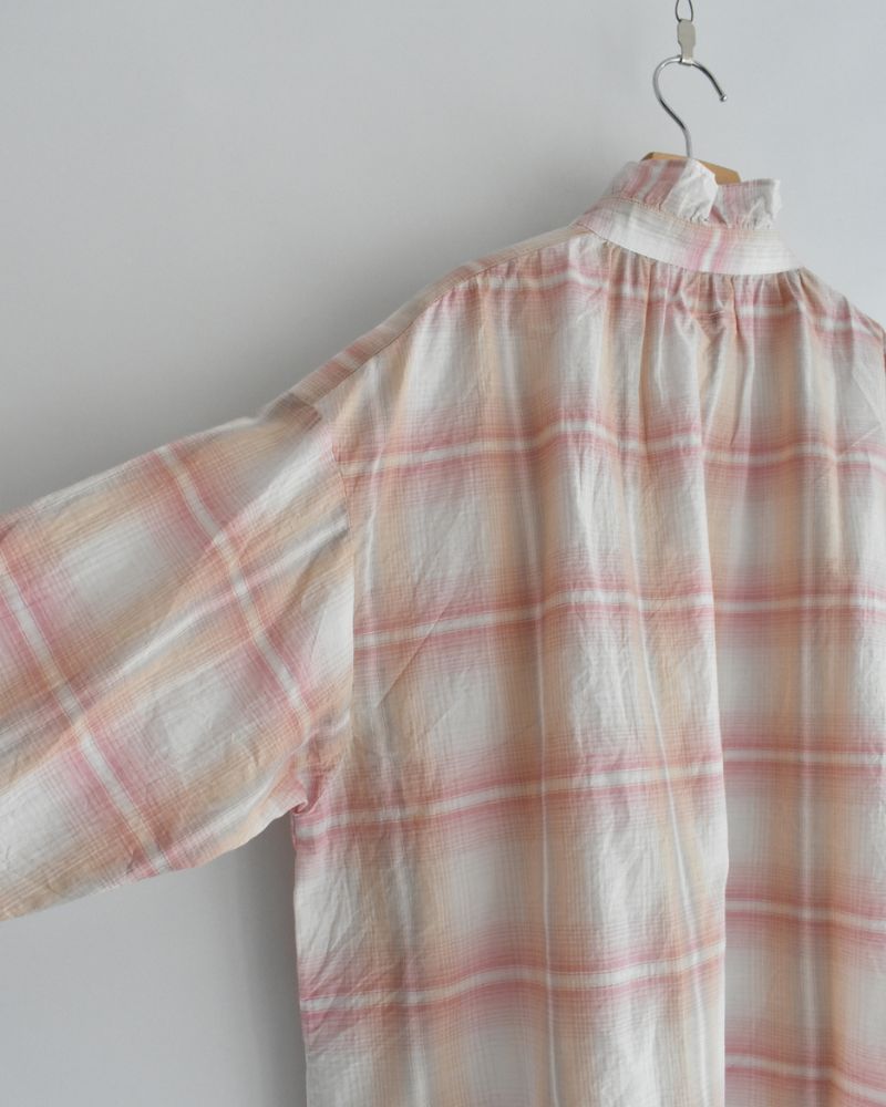 Light Madras Ruffle Blouse in LightPink