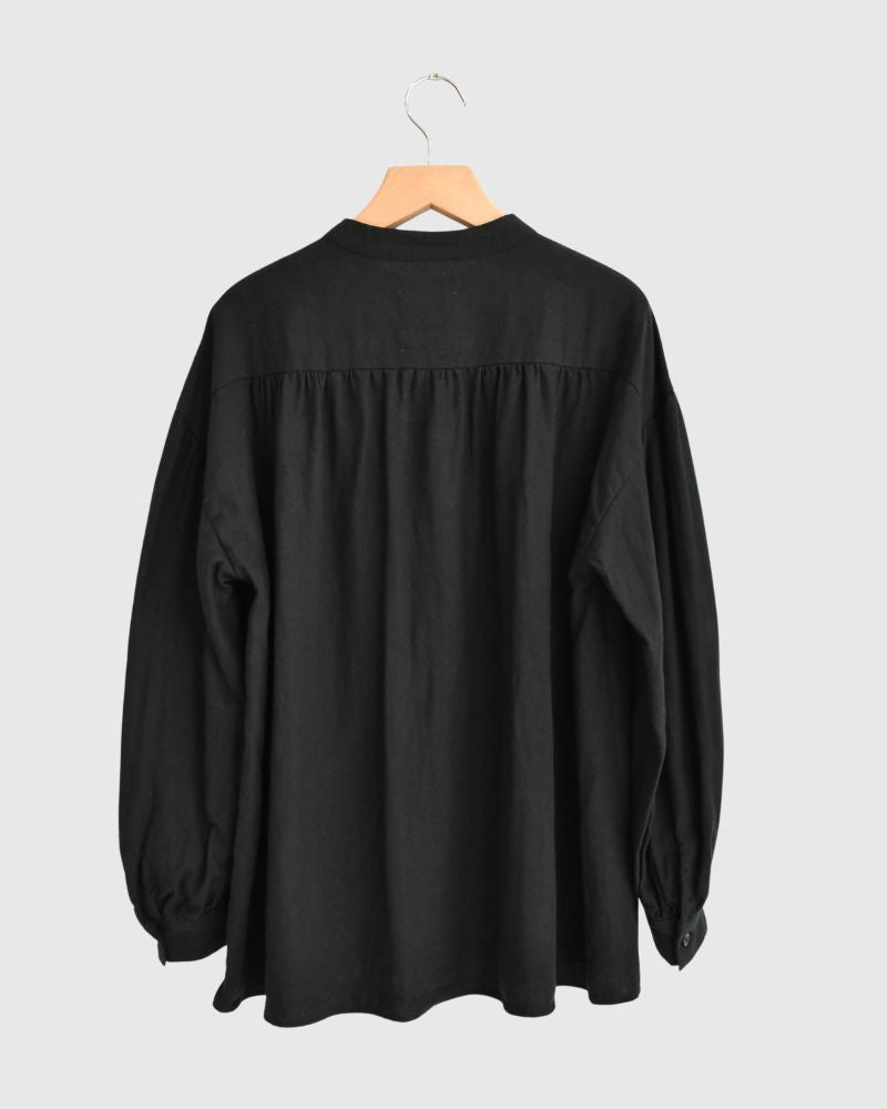 Camille Band Collar Shirt in Black