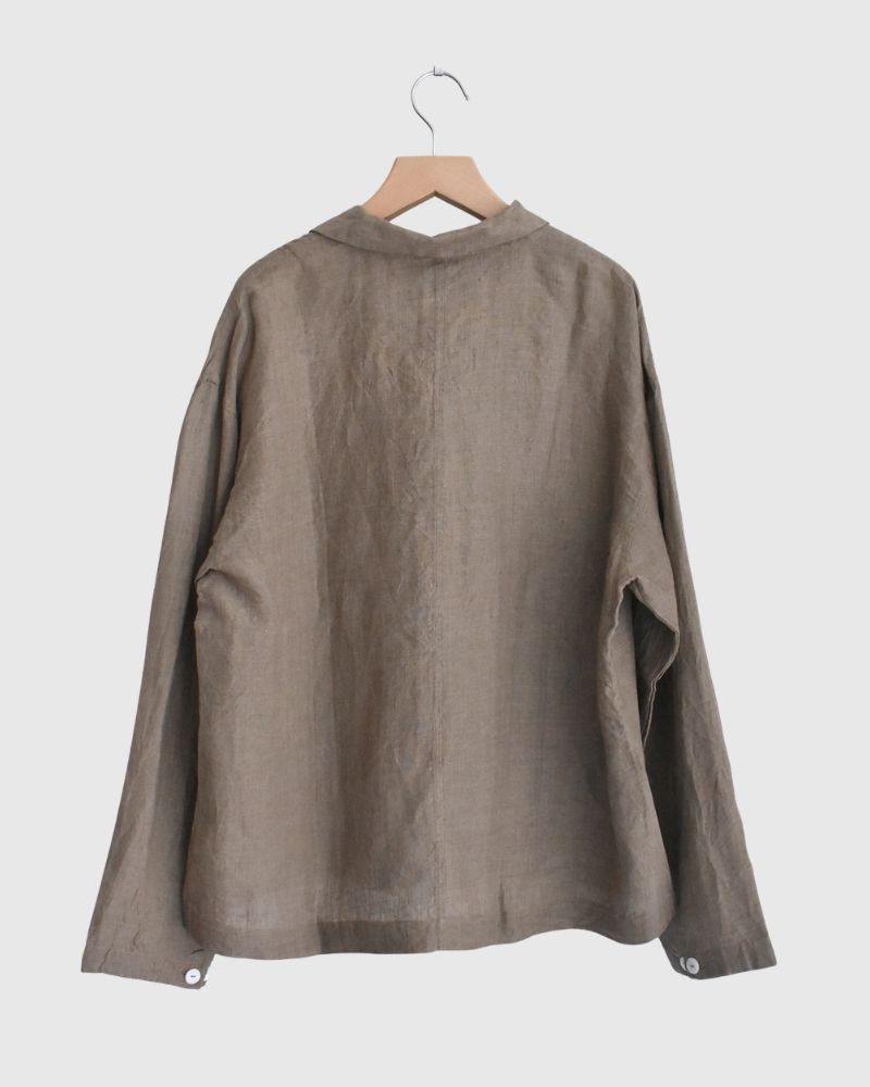 Handwoven 60x60 Linen Jacket in Beige