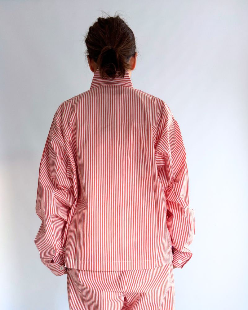 POPLIN STRIPE DRIZZLER JACKET in OrangeStripe