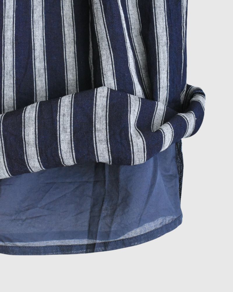 Linen Cotton Stripe Pants in Indigo/Natural