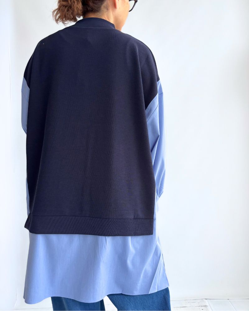 Knit combination top 'JOHA' in Navy