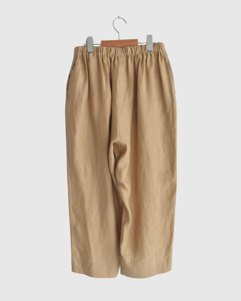 Asymmetric Pocket Baker Pants (LINEN) in Beige