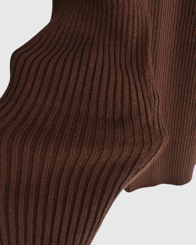 JAPAN WHOLEGARMENT Rib Knit Pullover in Brown