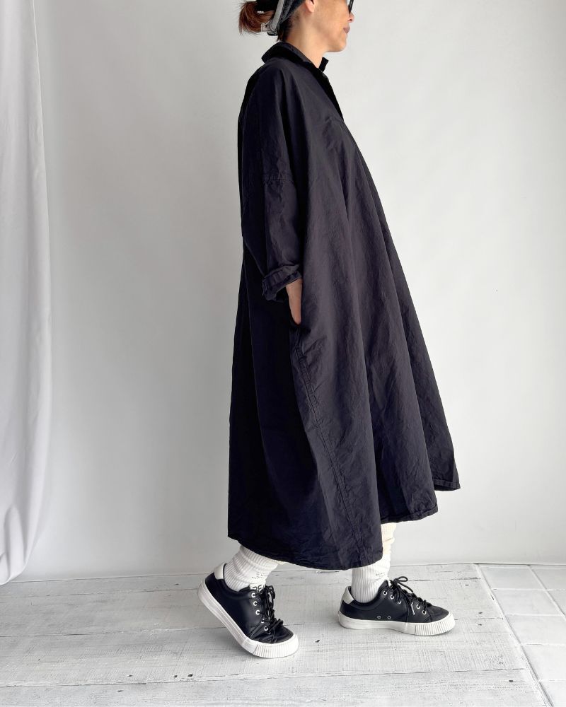 Cotton wide silhouette dress in NavyBlack
