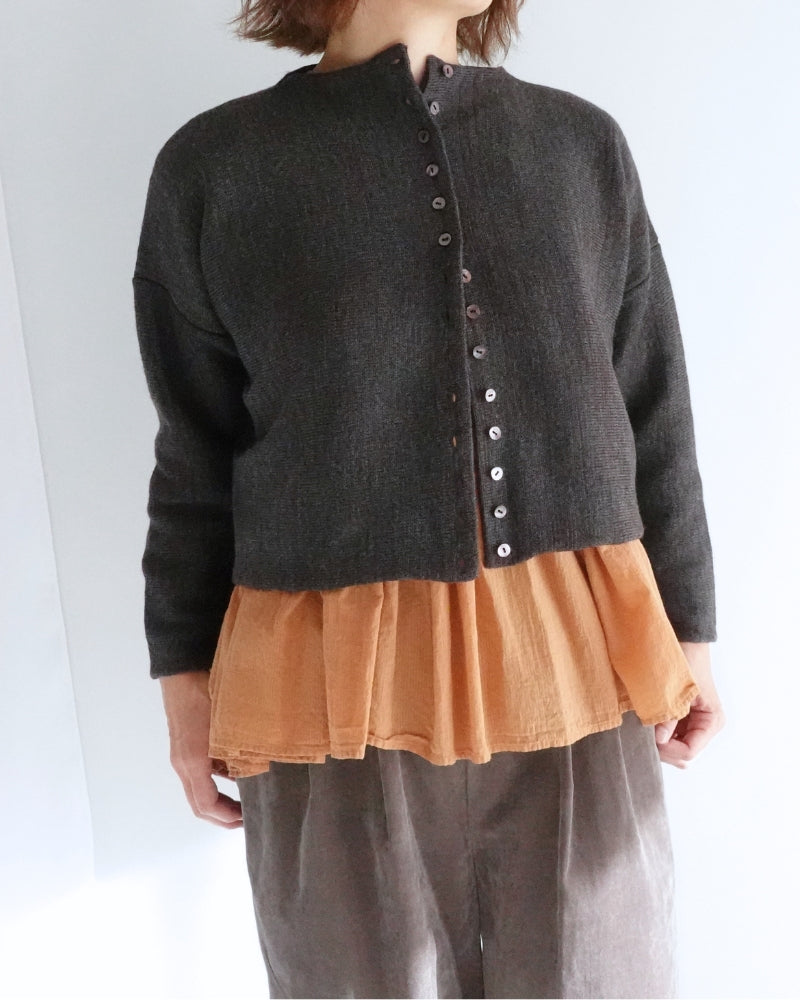 Bottleneck Boiled Wool Knit in Brown