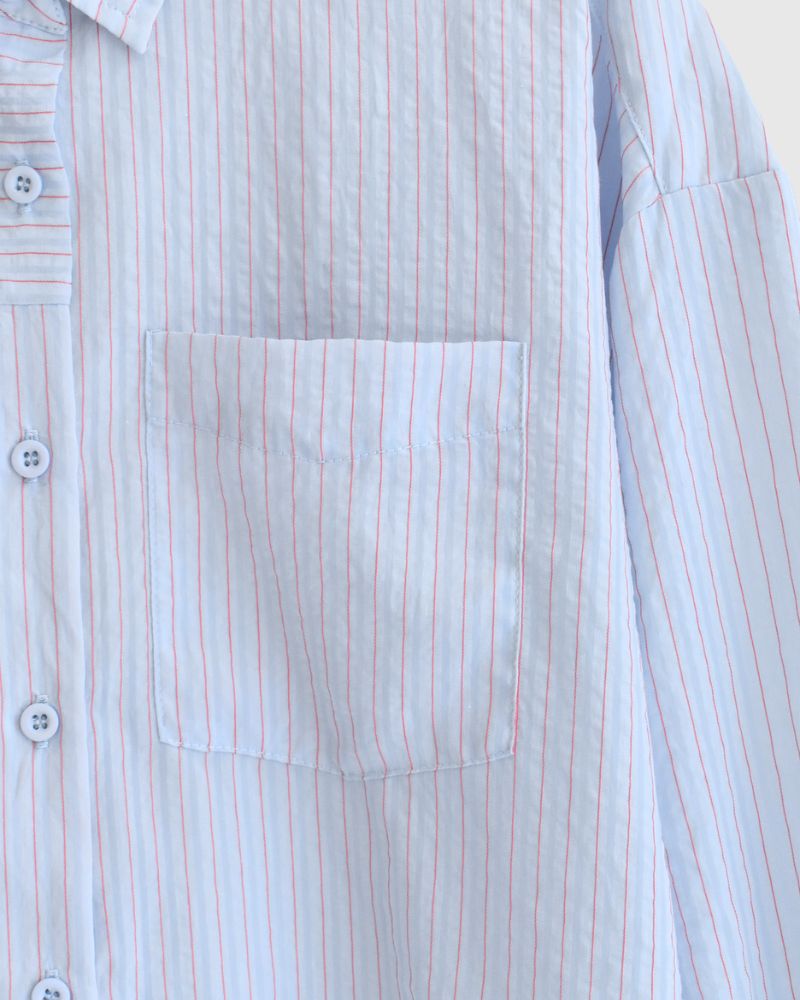 Sheer Striped Shirt 'TESSA' in Saxe