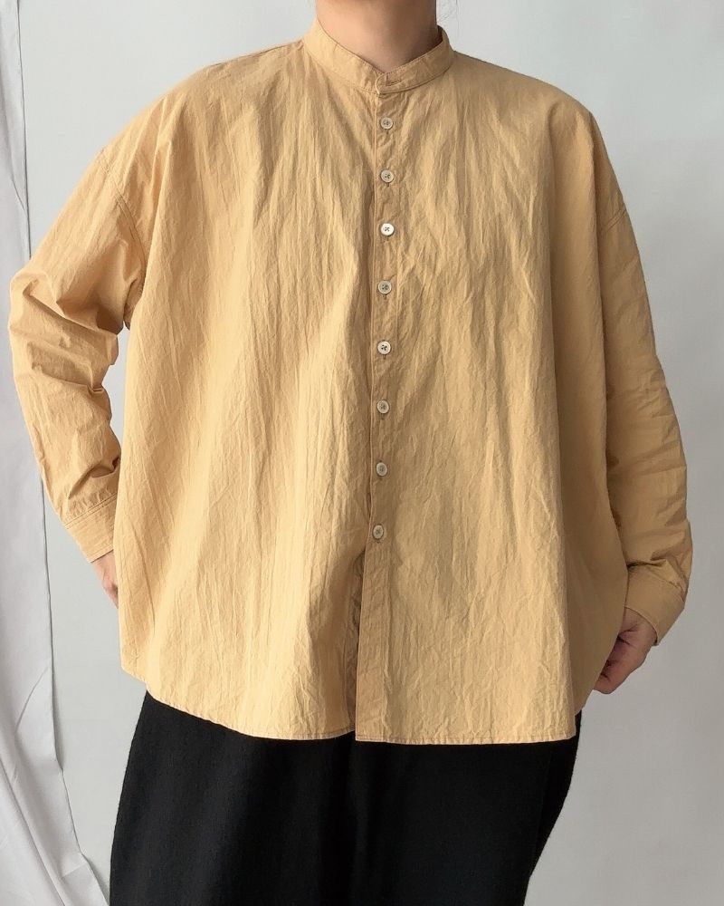 BAND COLLAR BIG SHIRT in Mustard