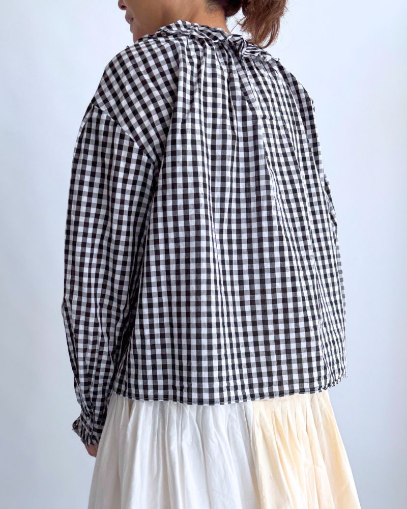 Frill Blouse in BlackCheck