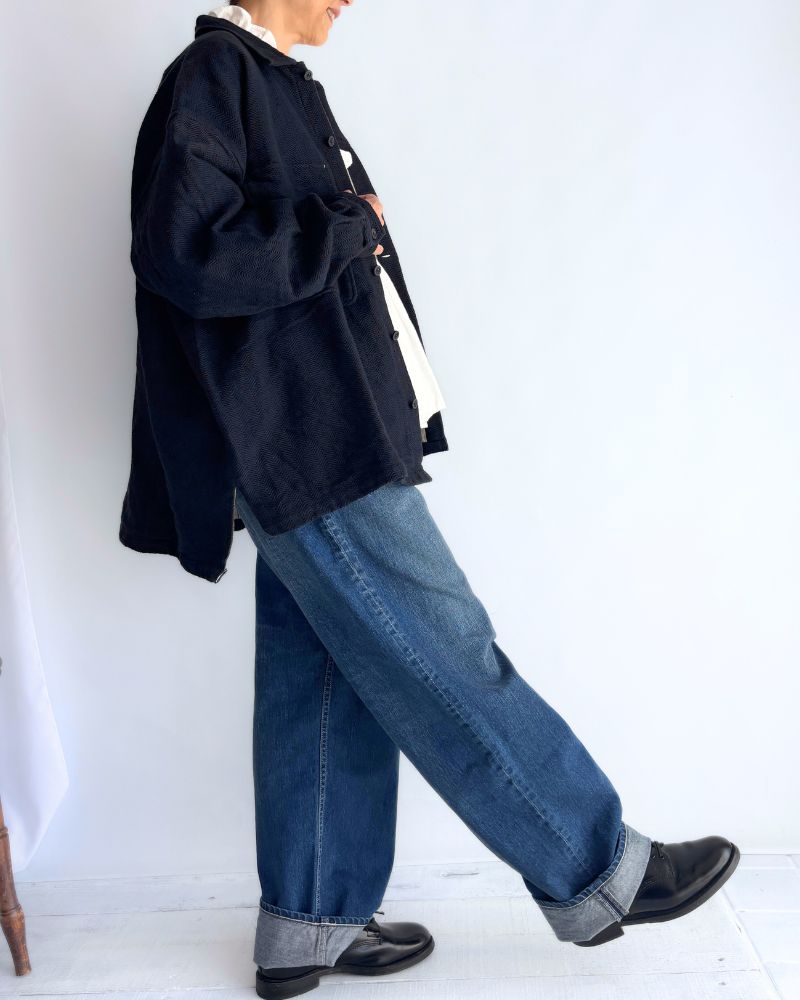TEORI Cotton Herringbone Jacket in Black