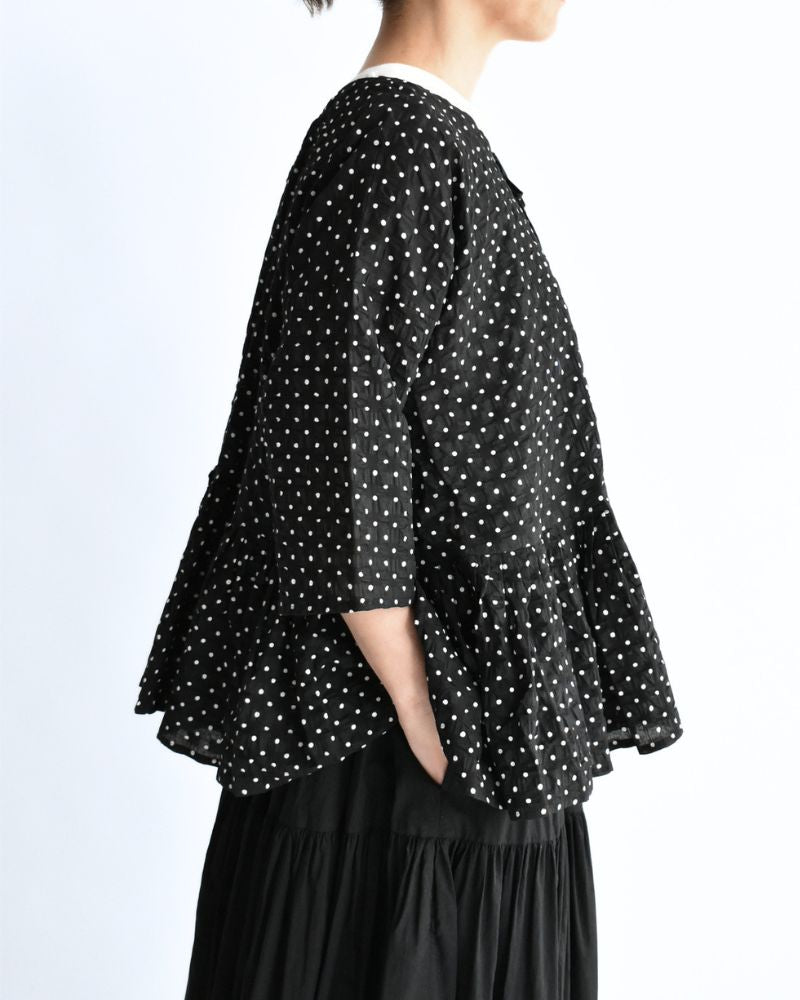Ripple Dot Cache-coeur Blouse in Black/White