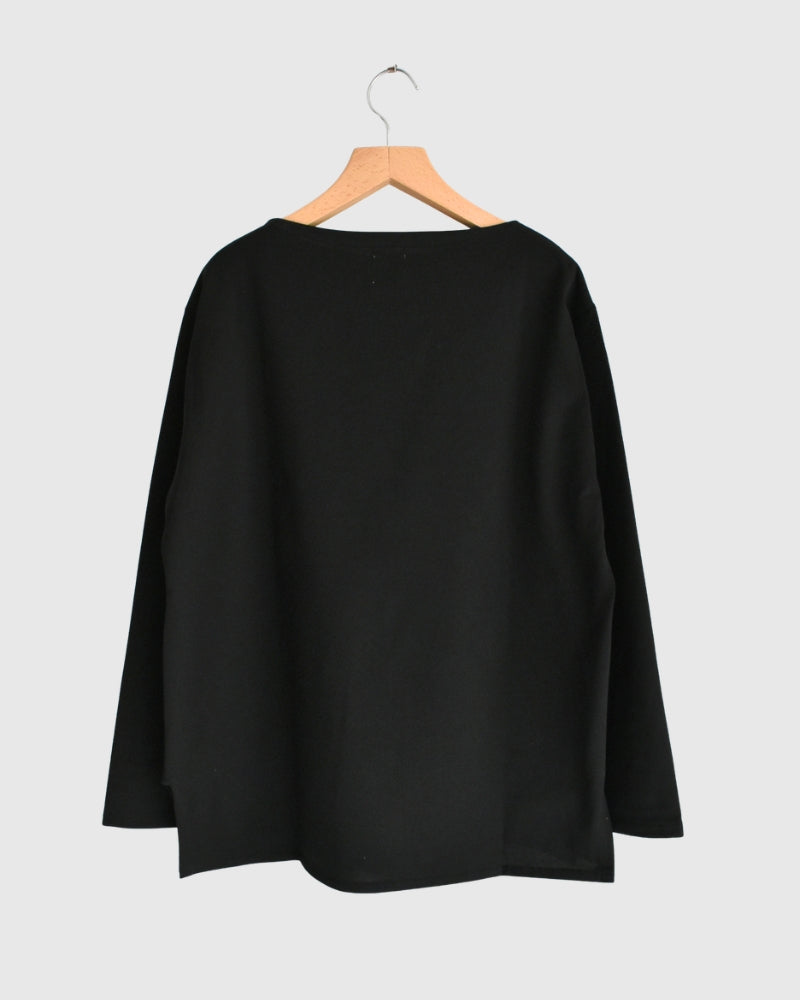 Giza Cotton Basque T-Shirt in Black