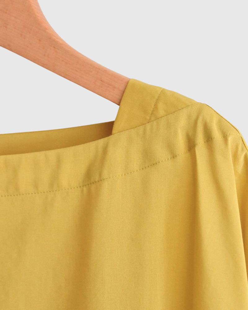 Gathered boat neck blouse in Yellow