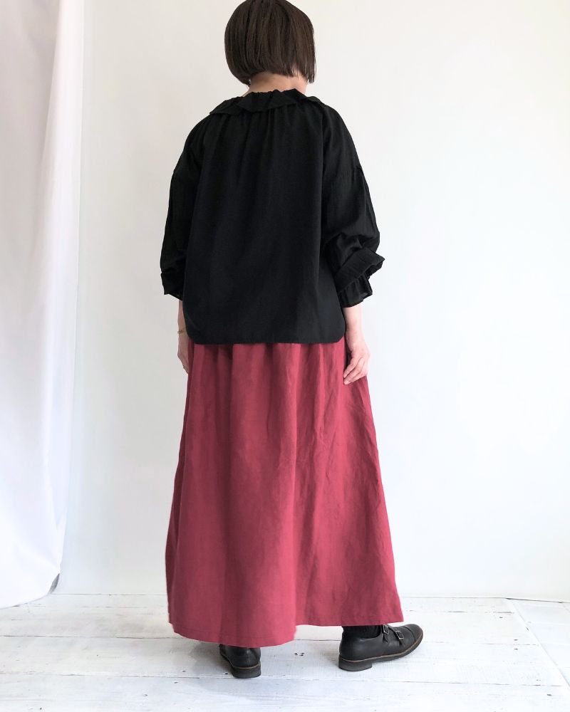 Color Linen Skirt in Red
