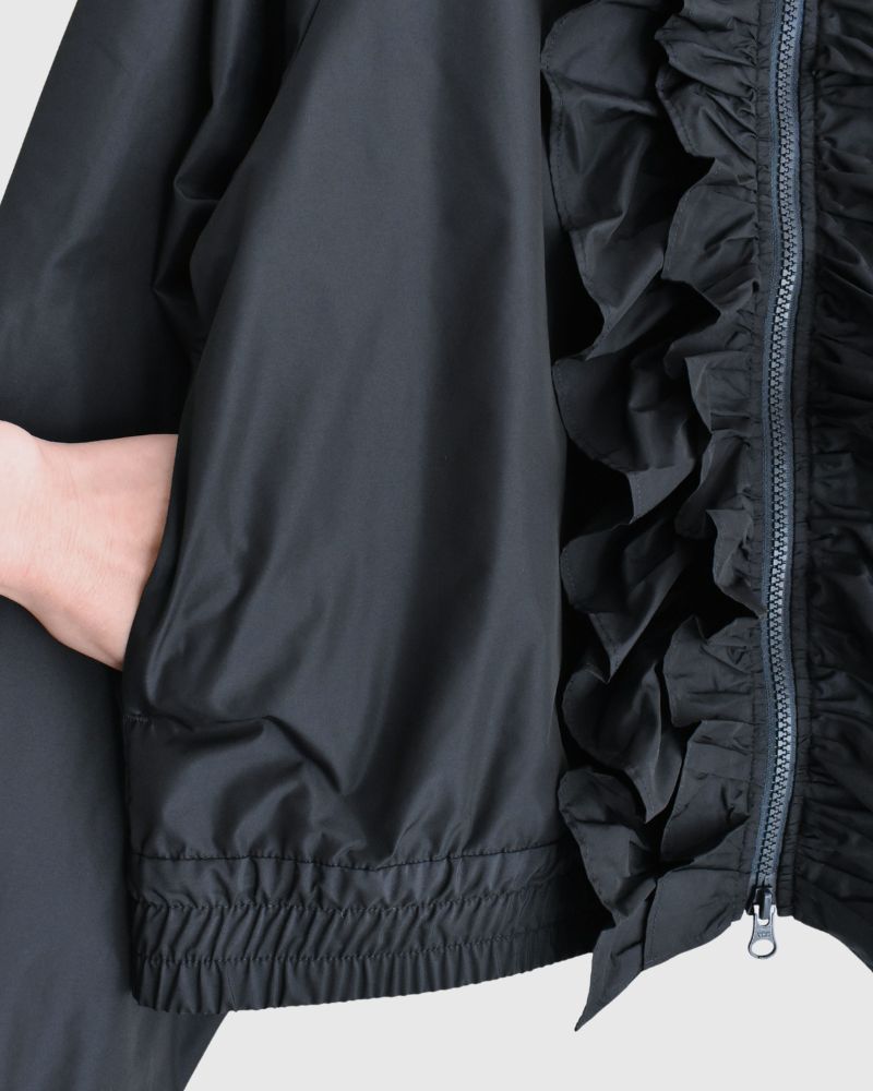 Front Frill Zip-Up Jumper in Navy