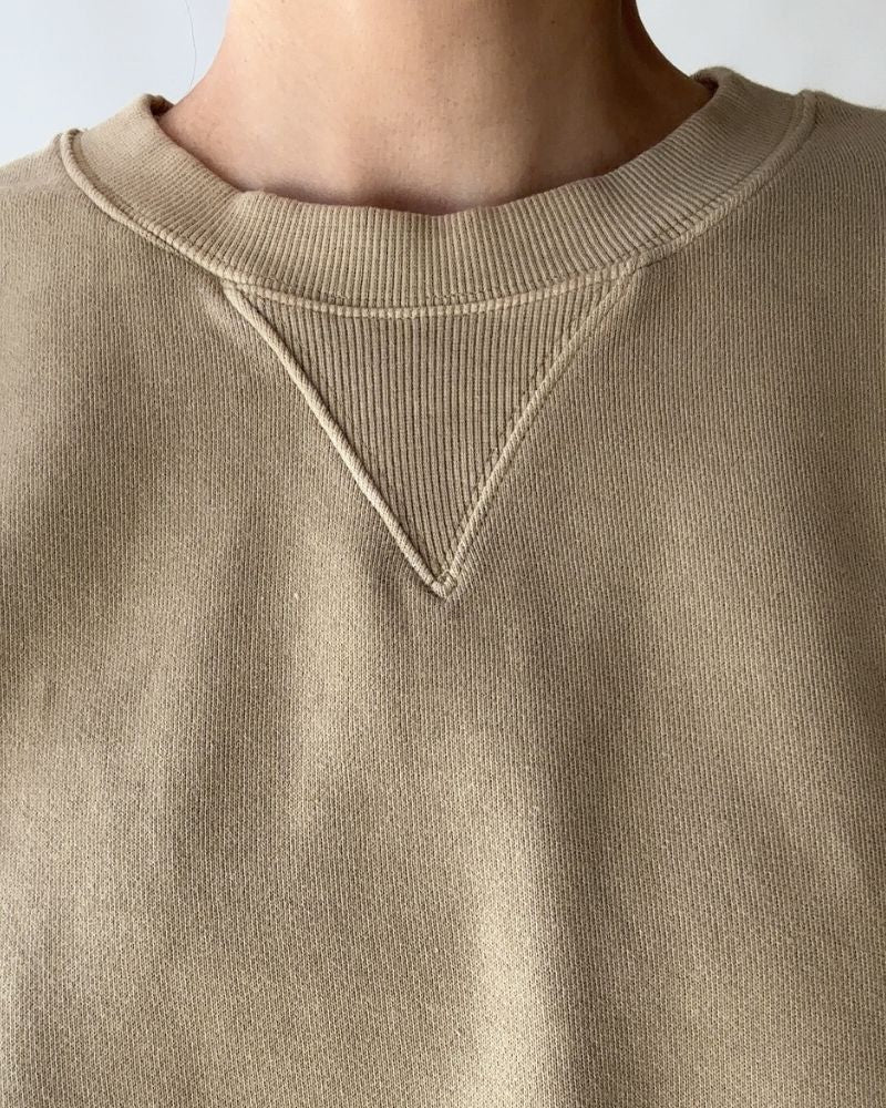 FRENCH TERRY PIGMENT PULLOVER in Beige