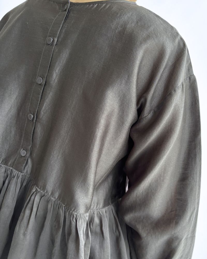 RAHASTHAN TUCK GATHERED PULLOVER in Gray