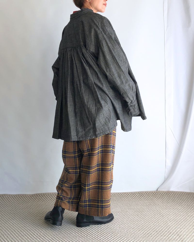 Warm Cotton Check Pants in Brown